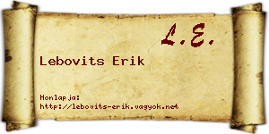 Lebovits Erik névjegykártya
